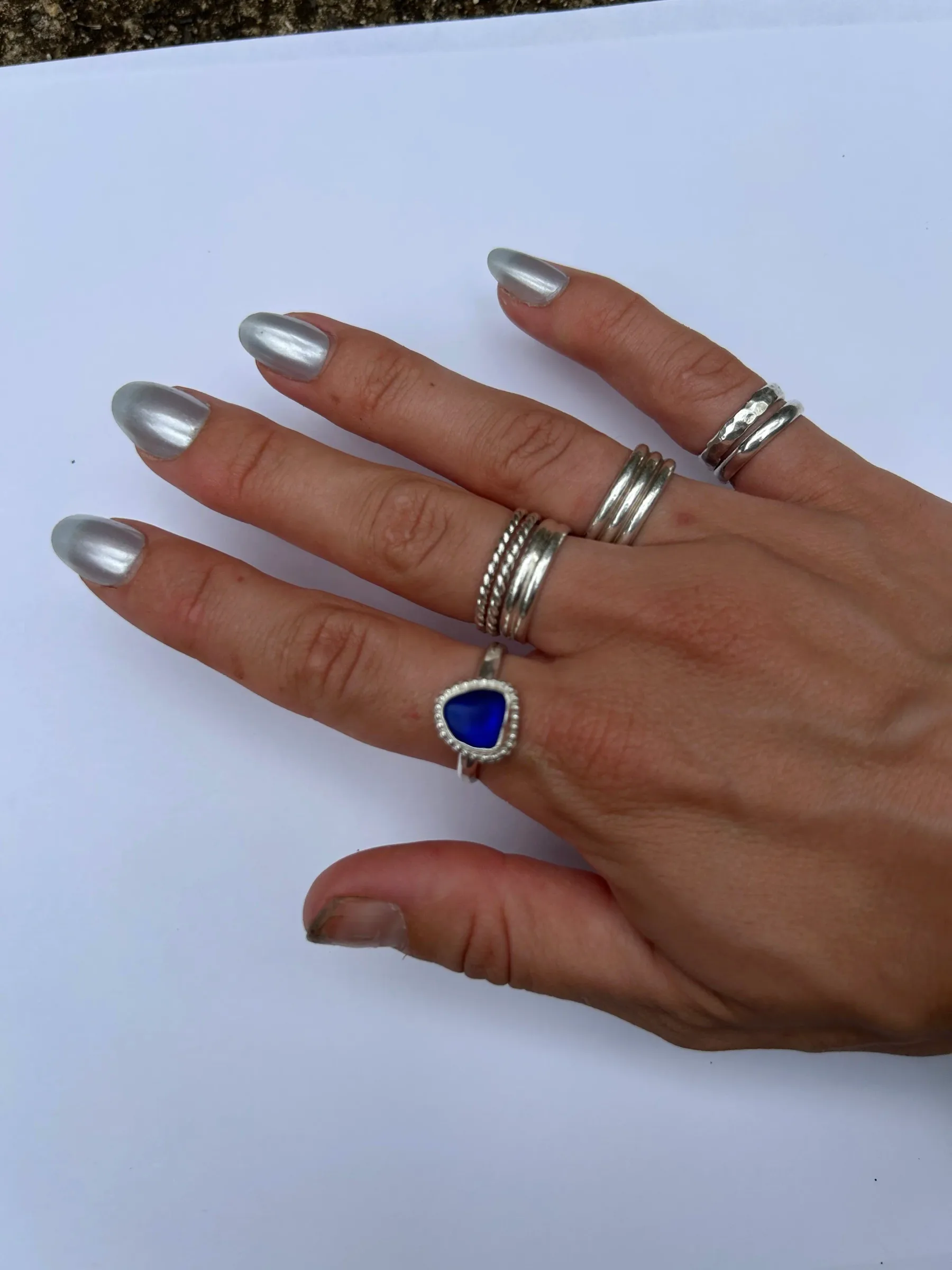 Cobalt Sea Glass Ring