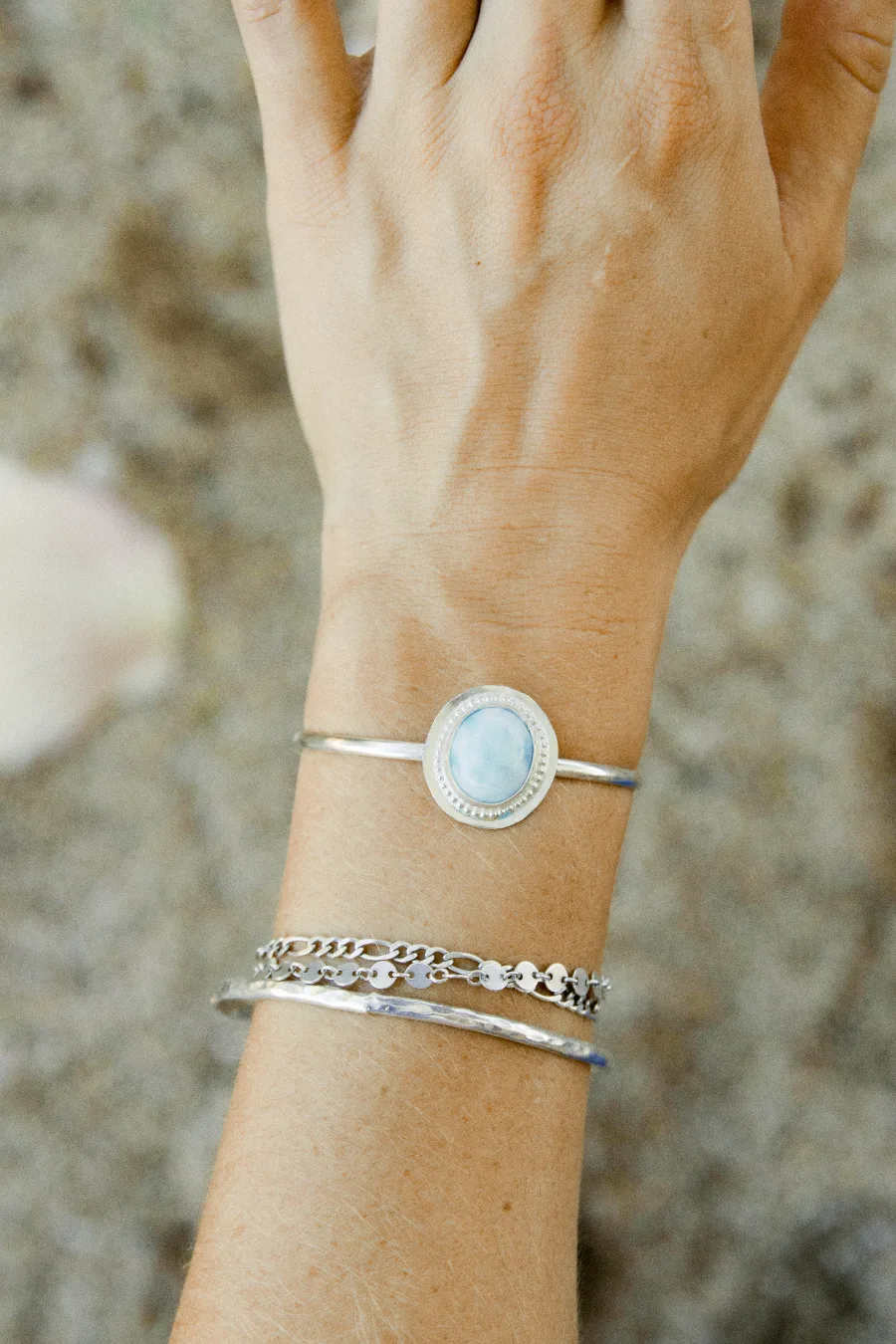 Beaded Larimar Cuff