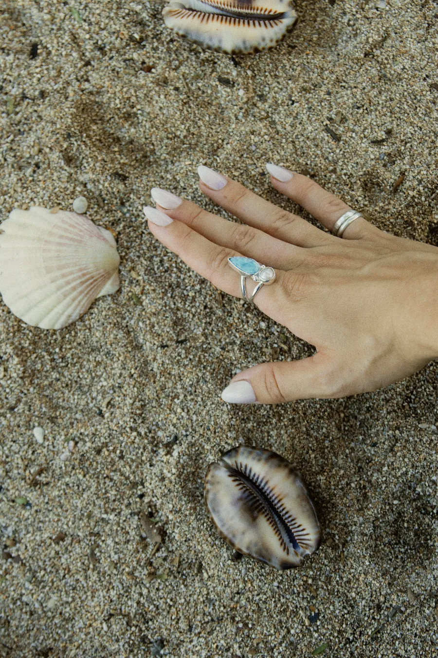 Larimar and Pearl Ring