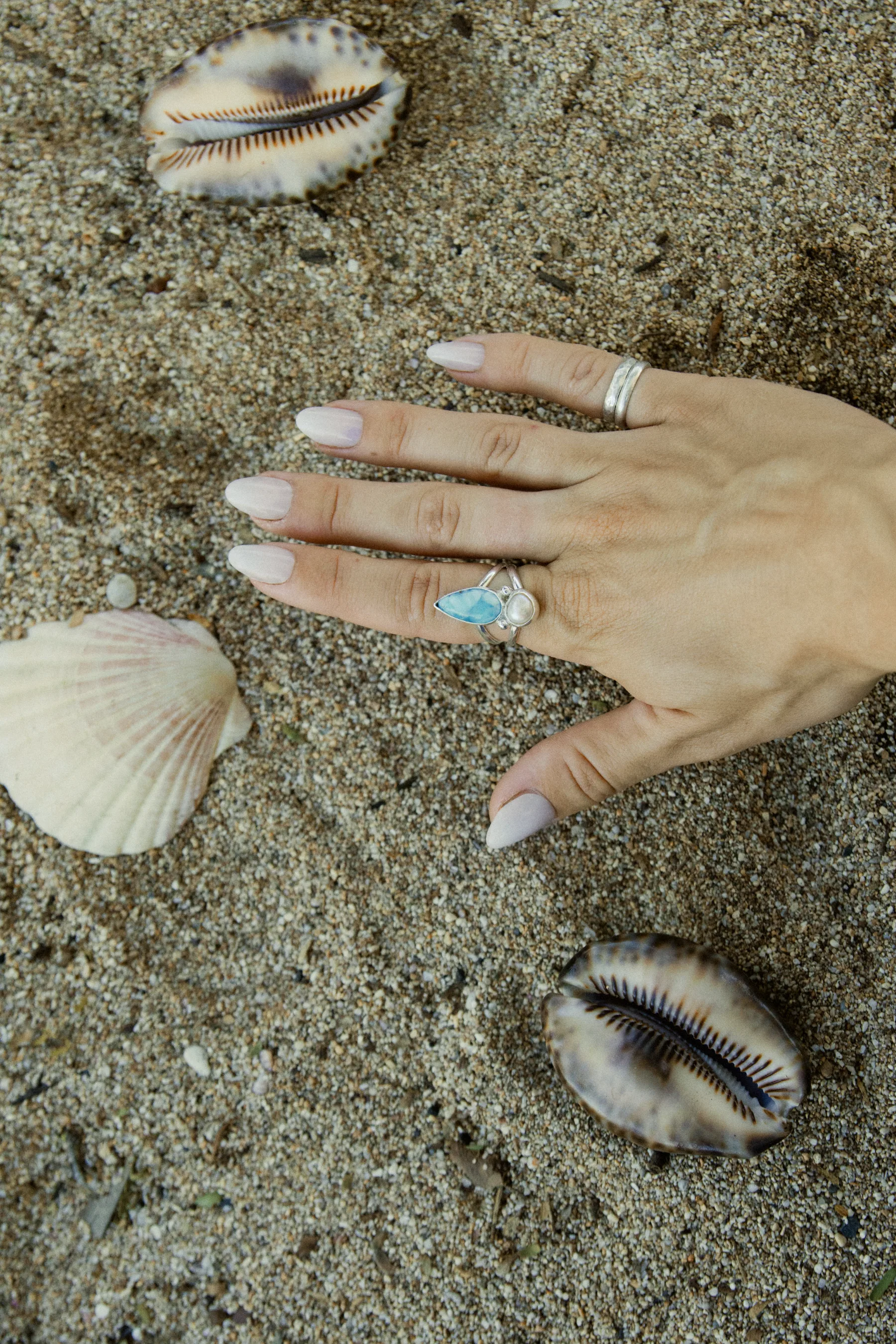 Larimar and Pearl Ring