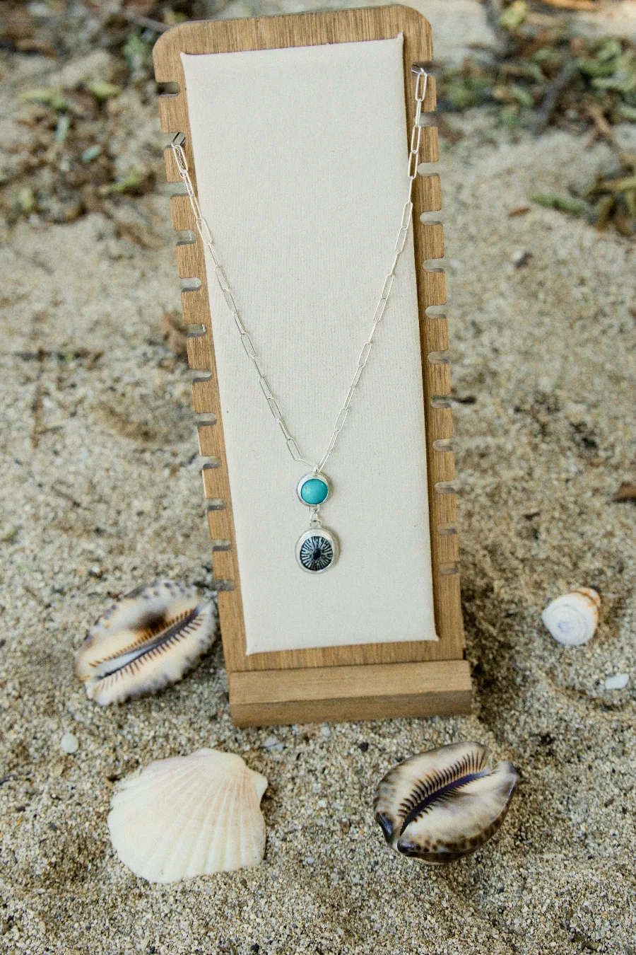 Opihi and turquoise necklace